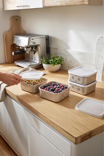 Smartware Set of 4 No Frost Storage Containers Latte (All Sizes)