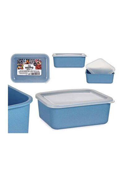 KIPIT Recipient mediu din bambus, capac albastru din plastic 19,5x14,5