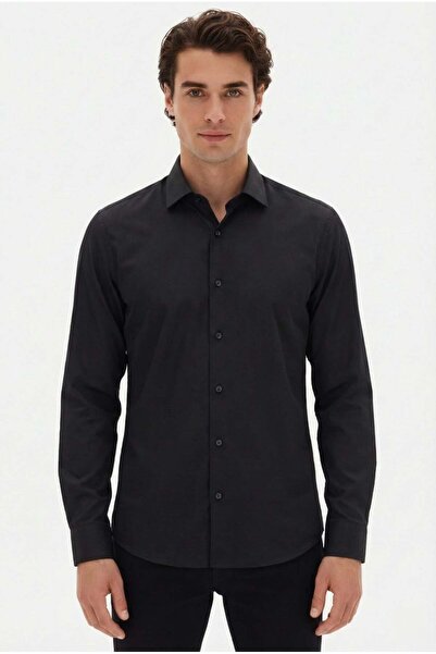 Efor Erkek Slim Fit Siyah Gömlek GK 2025