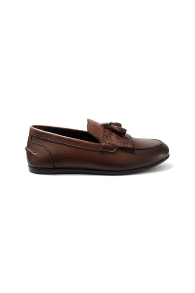 FREE LİNES Men's Genuine Leather Tasseled Loafer Shoes K17903 - Brown - 42