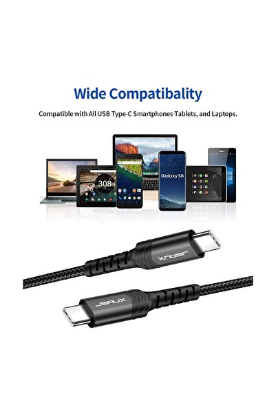 jsaux Type-C To Type-C 60W 480 Mbps CC0018 iPad Uyumlu 1 Metre Hızlı Şarj Data Kablosu