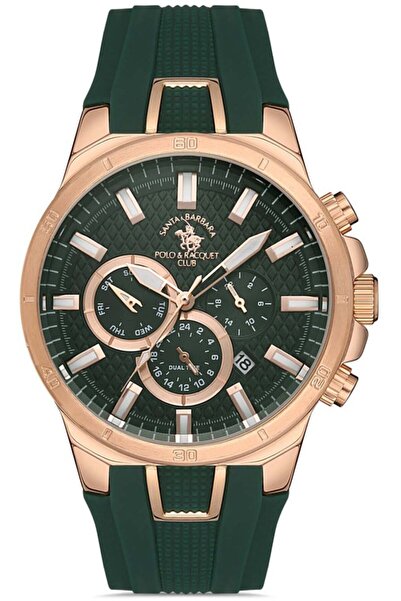 Santa Barbara Polo Racquet Club SB.1.10273.4 Silicone Cord Steel Case 5 ATM Waterproof Green Re