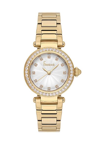 Freelook Fl.4.10005-3 Stoned Design Steel Case Steel Band Gold Color Women's ...