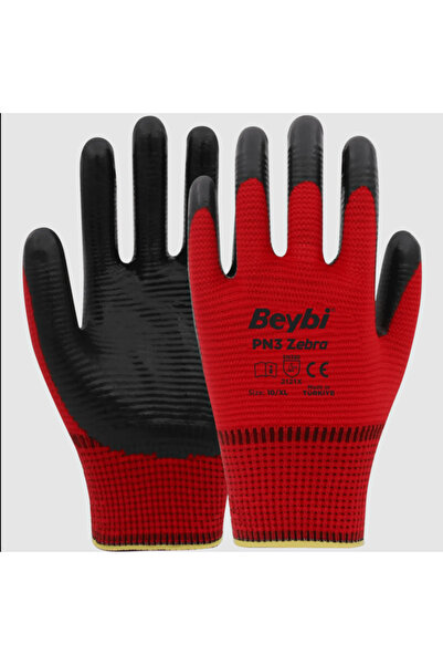 Beybi Nitril Pn3 Kırmızı Siyah 10 Beden 12li Paket