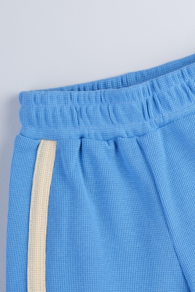 Bondberro Pantaloni scurți unisex pentru fete, din țesătură tricotată, 100% bumbac (albastru sax)