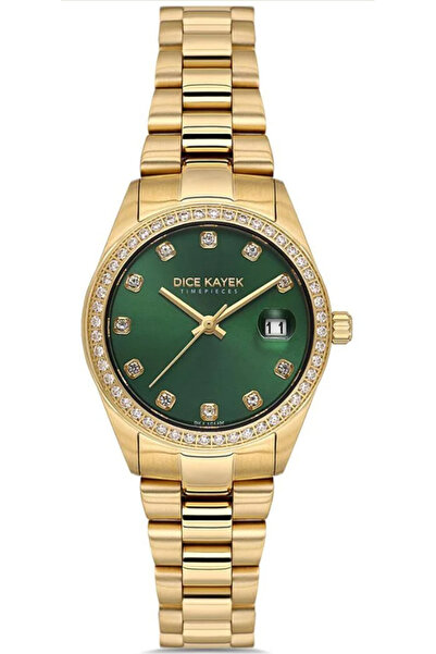 Dice Kayek DK.1.AG1426.08 ساعة يد نسائية بتصميم حجري مع تقويم، مقاومة للماء ح...