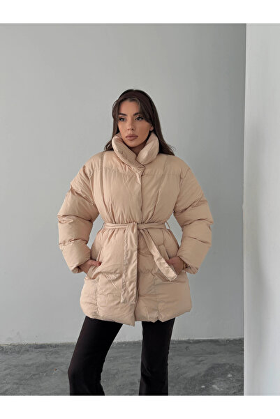 mydukkan.co Belted Inflatable Coat - Beige
