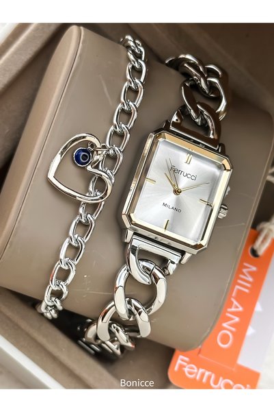 Ferrucci Brand Chain Steel Cord Yellow Color Women Wristwatch Bracelet