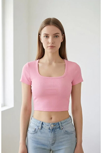 R ROCKBLACK Γυναικεία ροζ μπλούζα με μισό μανίκι και ίσιο γιακά Κοντό – Κομψή...