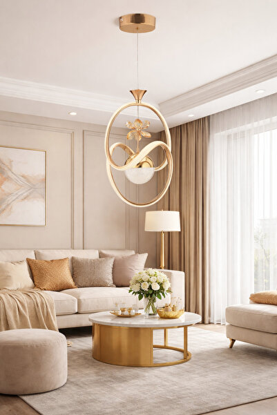 Harnelli 3 Renk Yanabilen Şeker Camlı Modern Ledli Avize