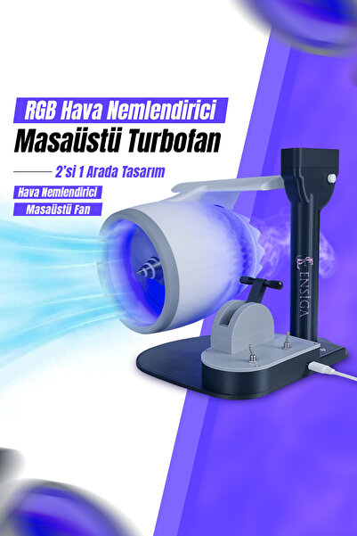 EN SİGA Jet Motor Tasarımlı RGB Hava Nemlendirici Fan USB Masaüstü Buhar Maki...