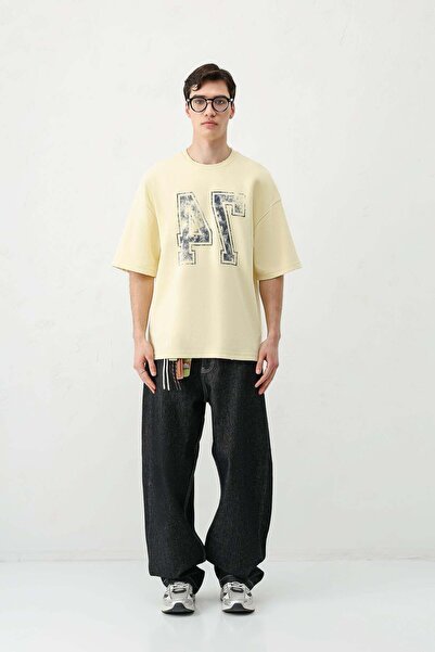 VAMOSCLO Washable Printed Oversize T-Shirt Yellow