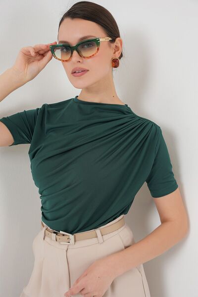 Hiccup BDART ντραπέ Λεπτομερής εφαρμοστή κοντομάνικη μπλούζα