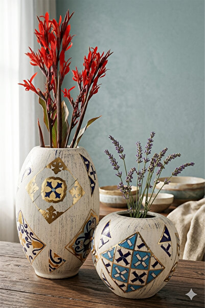 Hmydesign طقم فاست من 2 مزهرية ملونة