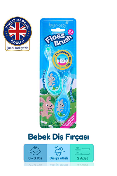 Brush-Baby Bebek Diş İpi Etkili Yumuşak Diş Fırçası - Mavi ve Turkuaz - 0-3 Y...