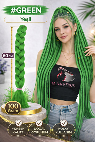 Mina Peruk Sentetik Örgülük Saç Esperer 100 Gr. - Yeşil