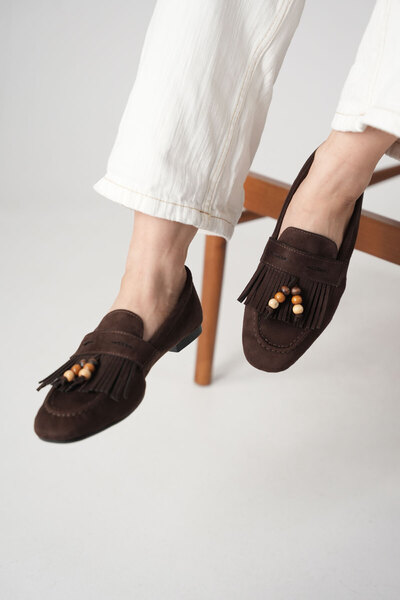 DAD WOLF Σουέτ μοκασίνια Μπαλαρίνα Με λεπτομέρειες από χάντρες – Άνετα, ελαφρ...