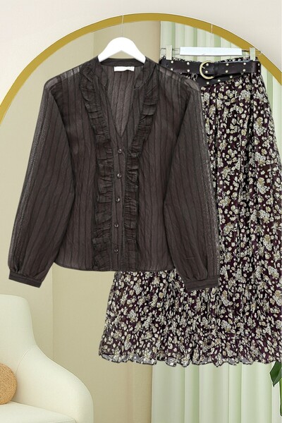 Modamorfo Πουκάμισο με λαιμόκοψη V και βολάν μπροστά, από Tencel, ημιδιαφανές...