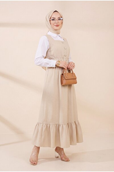 Modamorfo Σετ δύο τεμαχίων με πουκάμισο με κουμπιά στο πάνω μέρος - μπεζ