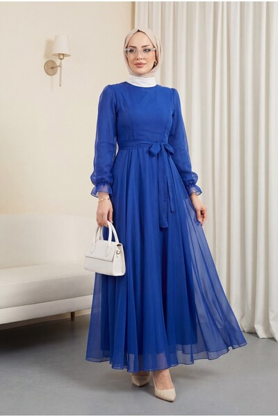 Modamorfo Βραδινό φόρεμα από τούλι με φουσκωτά μανίκια και φούστα -saks