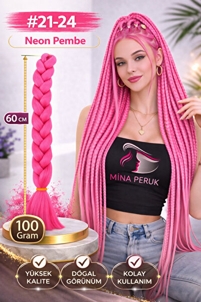 Mina Peruk Afrika Örgüsü Ve Rasta İçin Sentetik Saç - Neon Pembe