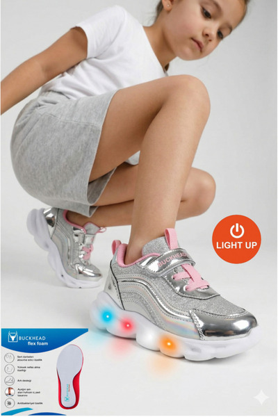 BUCKHEAD 4430 Glossy Shiny Flex Foam Memory Insole Baby Girl & Kids Sports Shoes