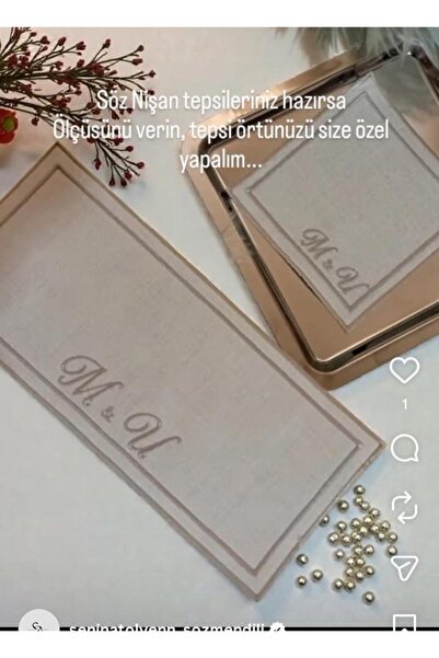 seninatolyenn Söz Tepsisi/Nişan Tepsisi / Damat Tepsisi için tepsi örtüsü 2li...