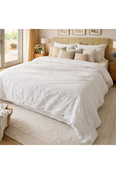 HB&Victory 100% Cotton Muslin Duvet Cover Set Snow White Color Double Size 20...