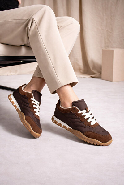 Encool Καφέ Σουέντ Γυναικεία Αθλητικά Παπούτσια με Λεπτομέρειες – Άνετα για Κ...