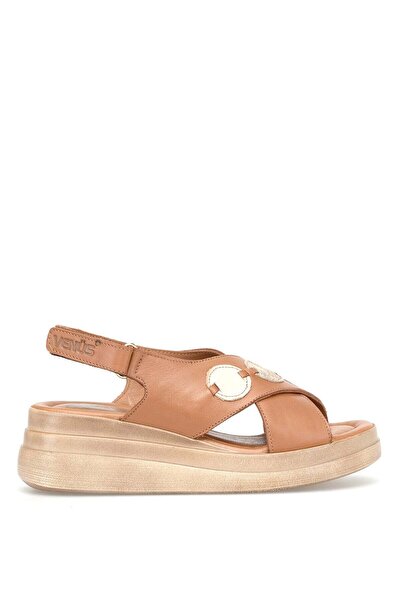 Venüs 2409920Y Γυναικεία φλατ σανδάλια από γνήσιο δέρμα καφέ