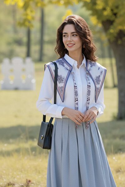 Walkenzo Floréa Harmony Κομψό Γυναικείο Σάλι Ώμου με Λουλουδάτο Σχέδιο – Γιακ...