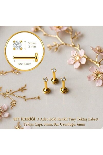 Heppii 3 Adet Mini Tektaş Cerrahi Çelik Piercing Tragus Helix Kıkırdak Conch ...