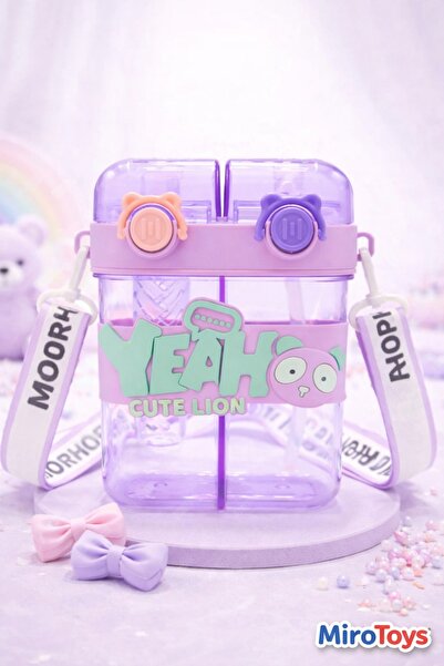 Miro Toys Yeah Double Compartment Water Bottle - Colorful Neck Strap Double D...