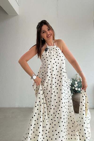 ELVAN TOLON Φόρεμα πτήσης σε χρώμα εκρού με τσάντα