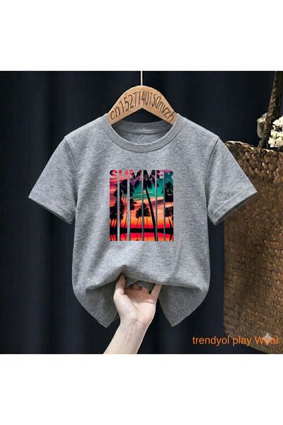 playwear Summer 2026 New Season Printed 100% Children's Unisex T-Shirt 5 6 -7...