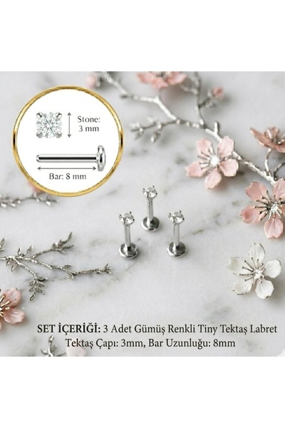 Heppii 3 Adet Mini Tektaş Cerrahi Çelik Piercing Tragus Helix Kıkırdak Conch ...