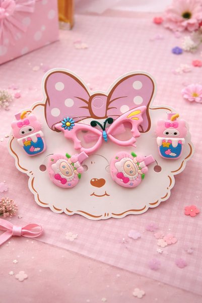 KZNovaStyle Girl's Colorful Hair Clip Set |   Cute Clip Set with Bow, Latch Buckle & Figures