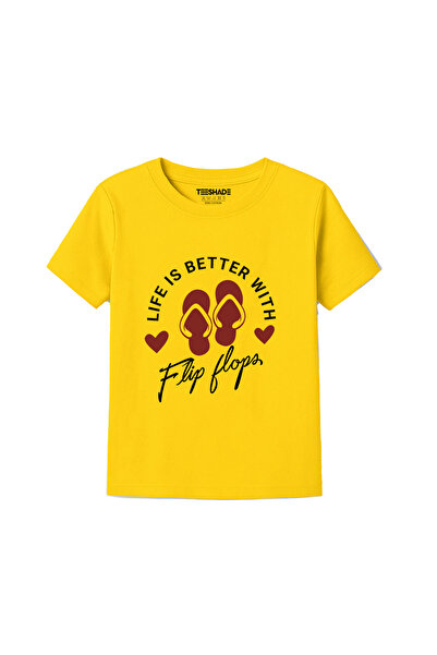 Yoo Street Life Is Better With Flip Flops T-Shirt for Unisex Kids 100% Cotton...