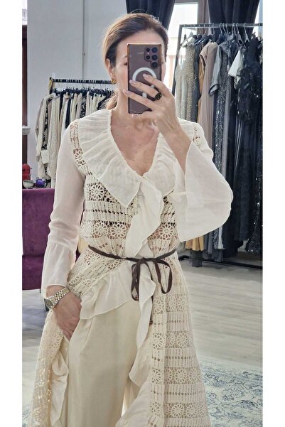 OEM Γυναικεία Κεντητή Μπλούζα με Ζώνη – Κομψό Τοπ που δένει στη μέση, Σικ & Θ...