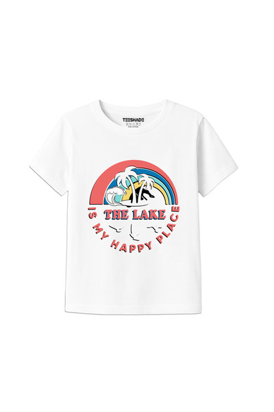 Yoo Street The Lake Is My Happy Place T-Shirt for Unisex Kids 100% Cotton, Mu...