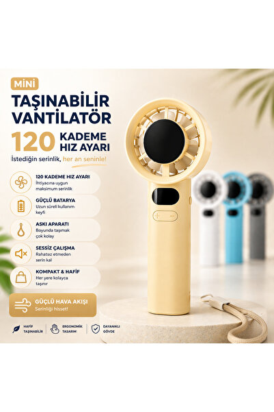 sudora 120 Kademeli Mini Vantilatör | Taşınabilir El Fanı | Güçlü Batarya & A...