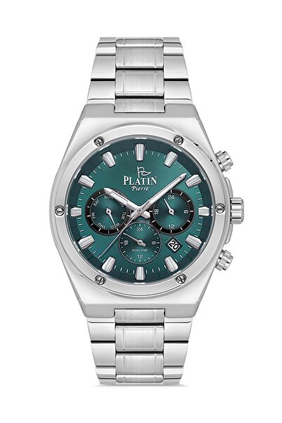 Platin Pierre ساعة يد رجالية من HDS-1213GA-A3A بسوار فولاذي ووظائف متعددة