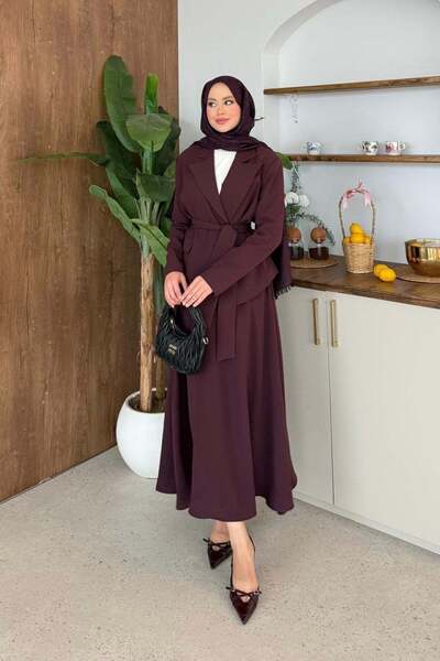 Hazamoda Σετ μπλέιζερ με φούστα Asel, δαμασκηνί