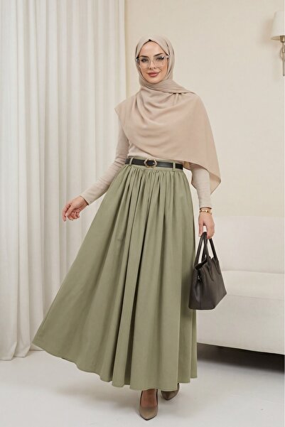 Modamorfo Φούστα Tivil με ζώνη με αγκράφα, πλισέ, πλαϊνές τσέπες και φερμουάρ...