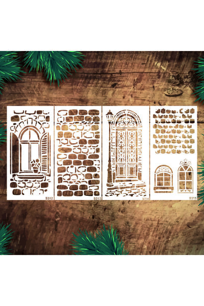 STENCİLTASARIM Stencil Tasarım S318-SET74 15x30cm 4 lü Stencil Seti- Dekorati...