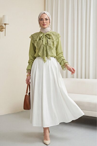 Modamorfo Πουκάμισο Cupra με δαντέλα στο γιακά, βολάν και λεπτομέρεια από δαν...