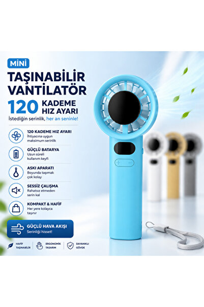 sudora 120 Kademeli Mini Vantilatör | Taşınabilir El Fanı | Güçlü Batarya & A...
