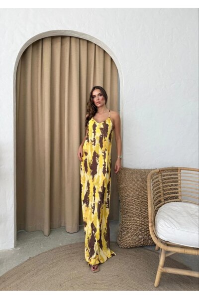 Noi Belis Υφαντό φόρεμα με λαιμόκοψη V και τιράντες σε μέγεθος Maxi SS26EL0015