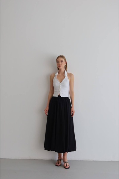 Noi Belis Μάξι Φούστα Μπαλόνι με Ελαστική Μέση και Υφαντό Σχέδιο SS26ET0007