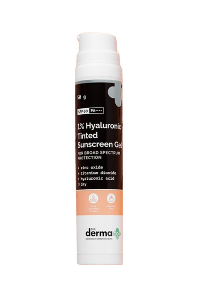 The Derma Co جل واقي من الشمس ملون بحمض الهيالورونيك بنسبة 1٪ للحماية واسعة ا...